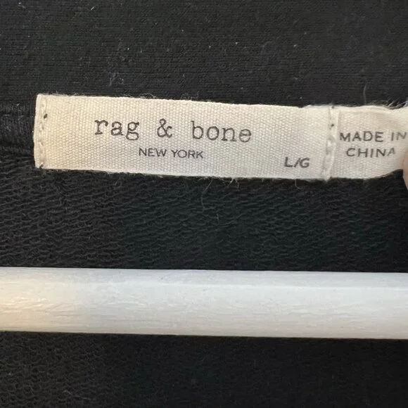 Rag & Bone V Neck Sweatshirt Size Large Women’s Black Flora Pullover Stretch - Picture 6 of 10